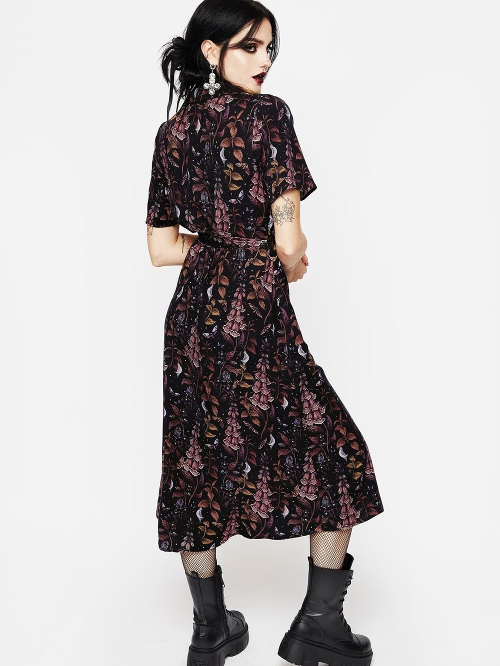 🕷️🌙 Disturbia Foxglove Midi Shirt Dress – US 10 🌙🕷️ - Picture 2 of 5